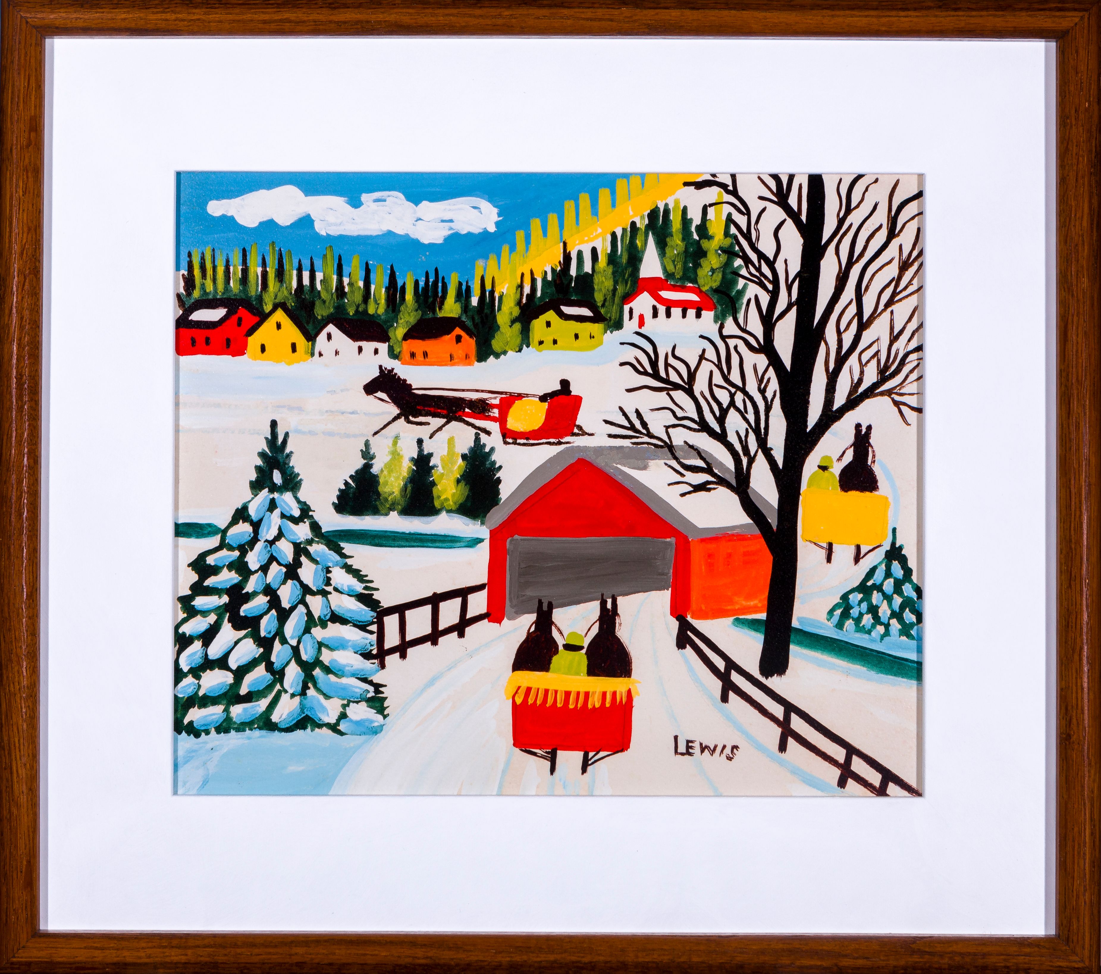Covered bridge maud lewis printframed